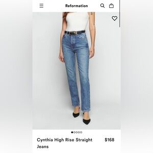 Reformation Cynthia High Rise Jeans Size 24